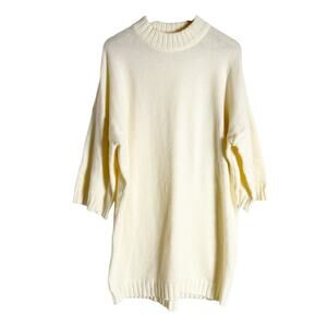 Tuckernuck Cream Long Sleeve Mock Neck Oversized Knit Sweater Dress Size Medium